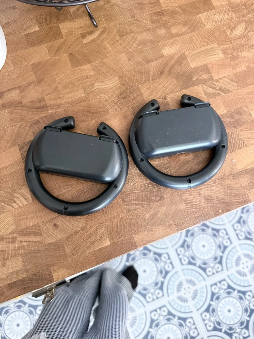 Pair of Black Plastic Steering Wheel Game Controller Holders